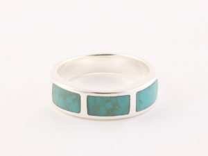 21976 Zilveren ring met groene turkoois