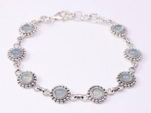 31868 Bewerkte zilveren armband met aqua chalcedoon