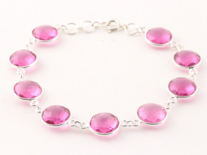 32183 Zilveren armband met roze kristal