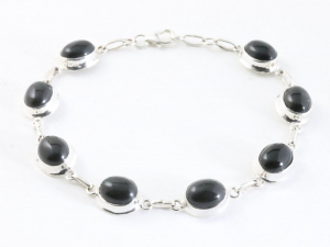 32372 Hoogglans zilveren armband met onyx