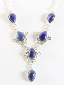 10713 Zilveren ketting met lapis lazuli