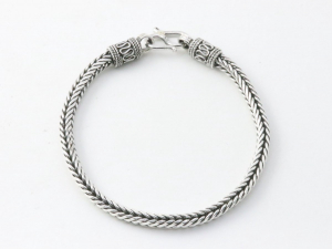 32321-19cm Bewerkte zilveren armband met vossenstaart schakels - lengte 19 cm