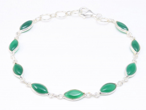 32315 Fijne zilveren armband met groene onyx