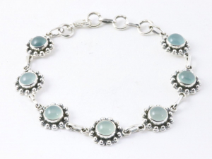 32665 Bewerkte zilveren armband met aqua chalcedoon