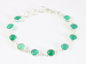 32652 Fijne zilveren armband met groene onyx