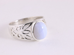 22520 Opengewerkte zilveren ring met blauwe lace agaat