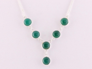 10184 Fijne zilveren ketting met groene onyx