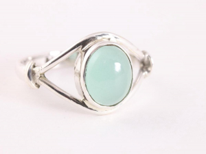 23582-18.5 Opengewerkte zilveren ring met aqua chalcedoon - maat 18.5