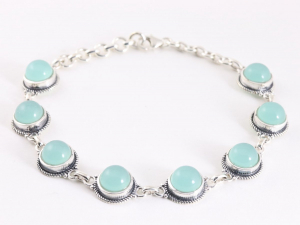 32097 Bewerkte zilveren armband met aqua chalcedoon