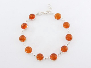 30012 Zilveren schakelarmband met amber