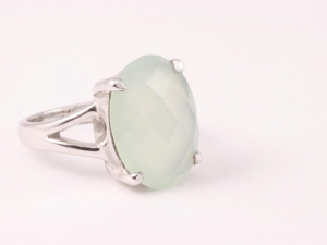 21170 Zilveren ring met aqua chalcedoon