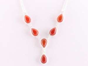 10467 Zilveren ketting met carneool